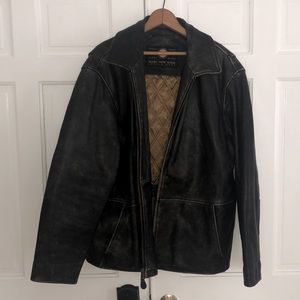 Andrew Marc Mens Leather Bomber Jacket